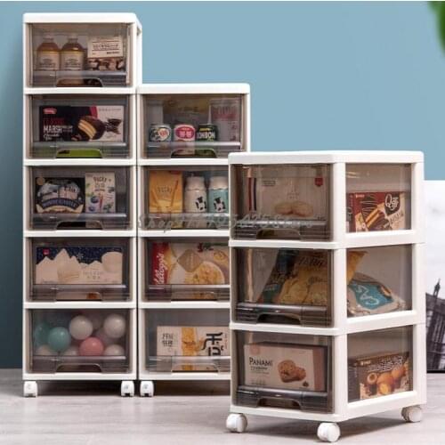 Slotted Storage Cabinet Drawer Storage Box Household Snack Sorting Storage Cabinet Bedside Transparent Movable Cabinet