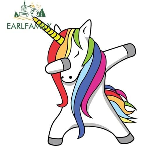 EARLFAMILY 13cm x 10.6cm for Unicorn Funny Car Stickers Anime Decal Car Assessoires Decals Waterproof Sunscreen Vinyl Material