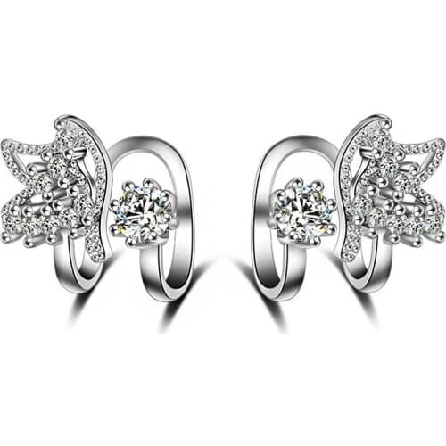 Crystal Zirconia Bird Ear Cuff Earrings Womens Clip Earrings without Piercing Ear Clip Fashion Party Jewelry Accessories Gifts