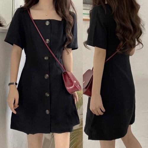 WomenS Square Collar Dress WomenS Little Black Skirt Black