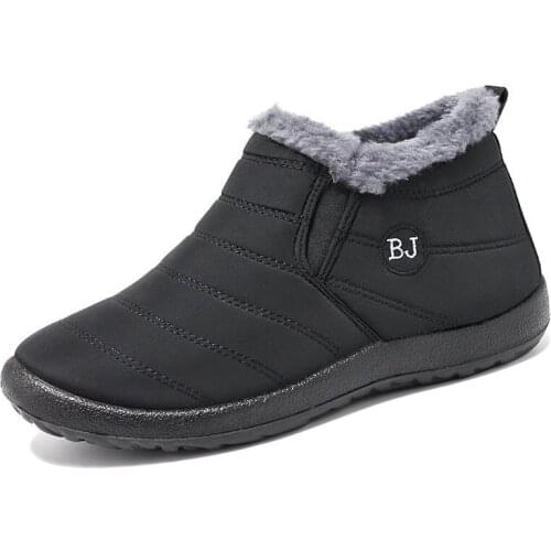 Winter Waterproof Mens Winter Snow Boots Thickened Warm Unisex Winter Flat Boots Polyurethane Bottom Plus Velvet Couple Boots