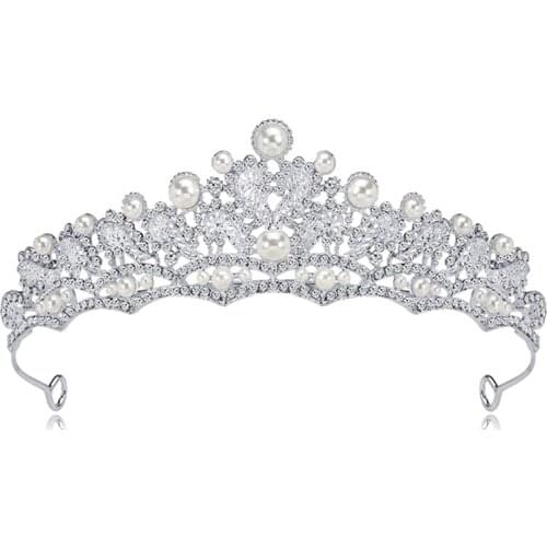 20 PCS /Lot Free Shipping Elegant Wedding Crown For Bridal Headpiece Clear Crystal Pearl Bride Tiara Wedding Hair Accessories