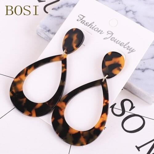 2019 new Acrylic earrings Bohemian leopard print long pendant Multi-color Statement Women fashion Jewelry luxury Acetate Jewelry