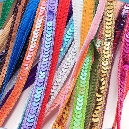 25yds Gold Silver Sequined Lace Trim Fabric Embroidered Braided Ribbon Appliqued Lace Sewing Clothing Paillette Lace Decoration