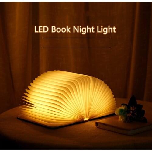 3 Colors Lighting 3D Creative LED Book Night Light Wooden 5V USB Rechargeable Magnetic Foldable Desk Table Lamp Home Decoration