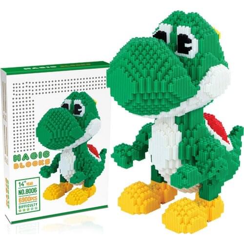 Yoshi Monster Animal 3D Model DIY Mini Magic Blocks Bricks Building Toy for Children With Box