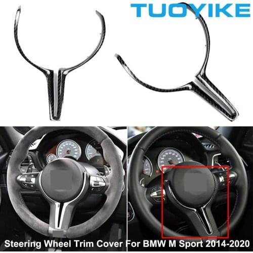 Car Styling Real Carbon Fiber Steering Wheel Trim Cover Decorative Sticker For BMW F80 M3 F82 F83 M4 F10 M5 F12 M6 M Sport 2014
