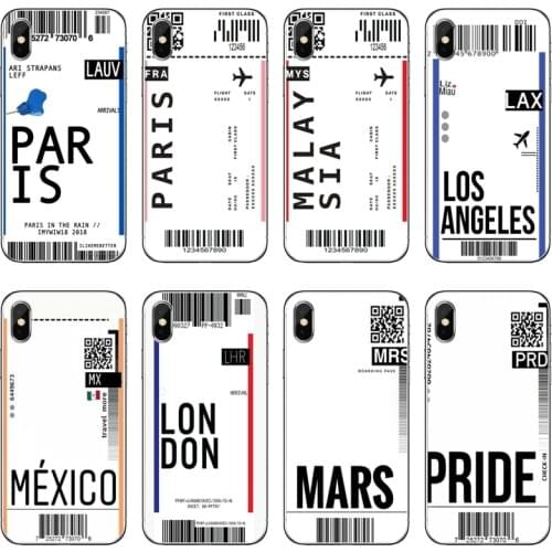 Fly AIR tickets Travel Label Country Soft phone Case For Huawei P30 P20 Pro P10 P9 P8 Lite Y5 Y6 Y7 Y9 P Smart Plus 2018 2019