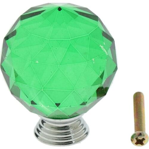 Decorative Cupboard Knobs Closet Wardrobe Drawer Door Pulls -35mm Diameter Crystal Glass