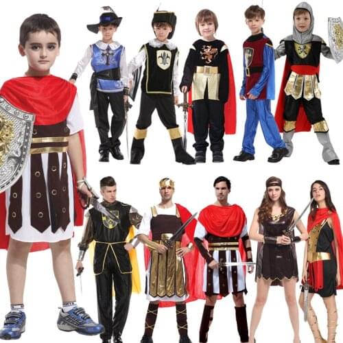 Halloween Childrens Costumes Roman Warrior Sets Adult Performing Costumes Spartan Warrior Clothes Dress Up No Weapons
