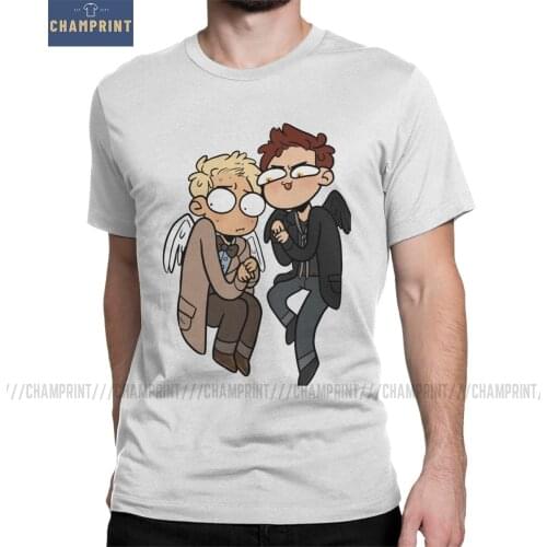 Ineffable Boyfriends Good Omens T Shirt Men Cotton T-Shirts Crowley Aziraphale Go David Tennant Angel Tees Short Sleeve Clothes