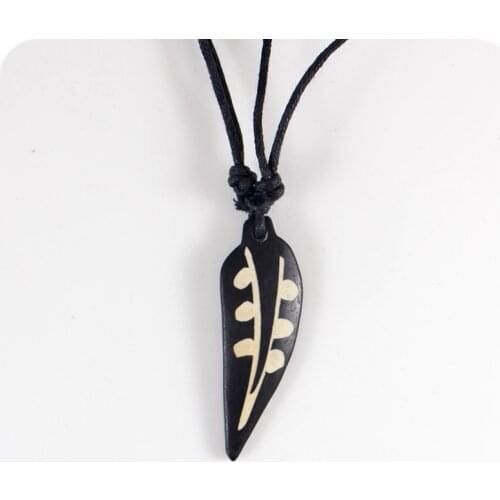 Indian feather bone resin Carving Pendant Necklace Amulet Lucky Gift Tribal Totem Fashion Jewelry