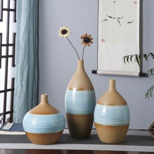 Handmade Jingdezhen Ceramic Vase Garden Simple Vase Green Hydroponic Flower Pot Dried Flower Flower Arrangement Home Decoration