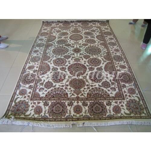 Free shipping 6'X9' 200 Line Hand-knotted Persian Rug, 100% New Zealand Wool and Silk Persian Carpet, silk flower, silk warp