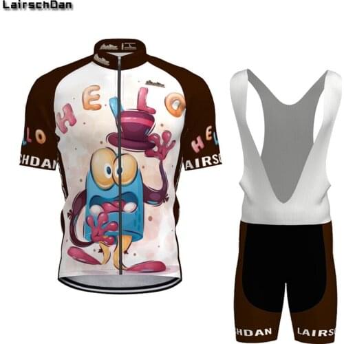 LairschDan Mens Cycling Jersey Summer Bib Pants Set Fietskleding Heren Pro Team Quick-Dry Chocolate Color Mountain Bike Clothes