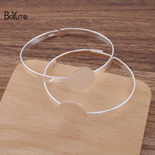 BoYuTe Custom Made (50 Pieces/Lot) 60*5MM Metal Brass Bracelet with 20MM Flat Base Handmade Diy Jewelry Accessories Materials