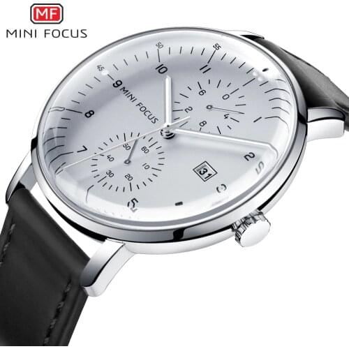 MINIFOCUS Men Watch Top Brand Luxury Quartz Watches Mens Casual Fashion Genuine Leather Male Wristwatch New Waterproof Clock