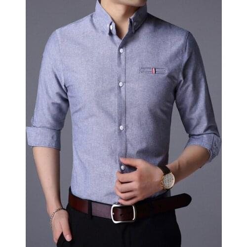100% Cotton Casual Mens Clothing 2021 Fall New Fashion Brand Designer Shirt Man Dress Shirt Long Sleeve Slim Fit Button Down