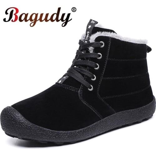 2019 Fashion Super Warm Winter Men Boots Comfortable Snow Boots Fur Warm Ankle Shoes Non-Slip Men Winter Warm Shoes Size 39-48