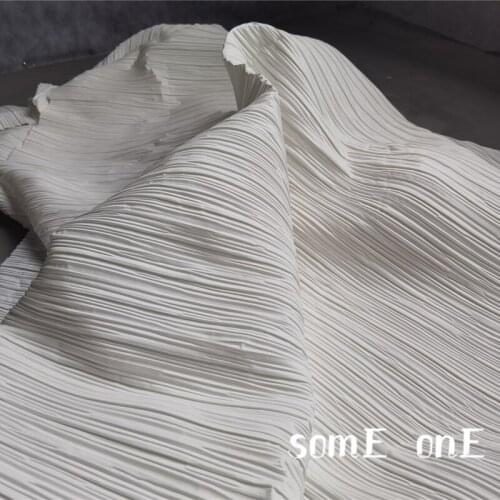 New Pleated Cotton Fabric Exclusive White Miyake Folds DIY Clothes Art Decor Pants Skirt Dress Designer Fabric 50*150cm