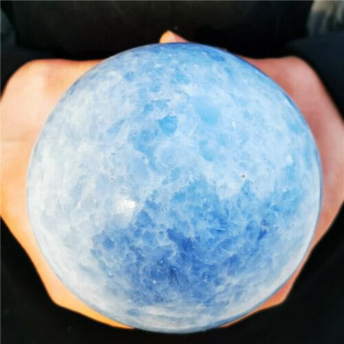 Treatment of natural blue calcite quartz ball crystal ball