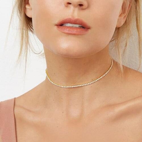 Womens Fashion Jewelry Single Row Choker Celebrity Style Steal Collar Necklace