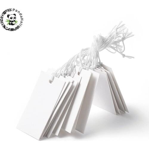 PANDAHALL 100PCS 35x18mm Paper Price Cards Tag Head Label Festival Note DIY Blank Price Hang Tag Birthday Wedding Party Gift Tag