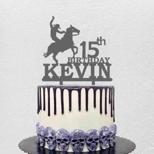 Personalized Birthday Cake Topper Custom Name Age Cowboy Riding Horse For Birthday Party Cake Decoration Topper