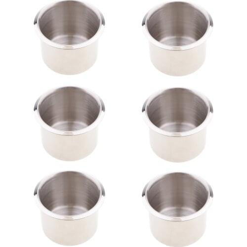 6 Packs Stainless Steel Cup Drink Holder for Marine Boat Rv Camper Table