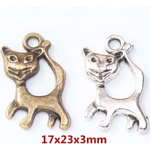 55 pieces of retro metal zinc alloy cat Pendant for DIY handmade jewelry necklace making 8190
