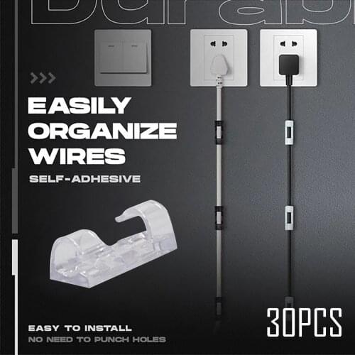 30pcs Transparent Self-adhesiveWire Clamp Organizer Cable Clip Holder Buckle 2020 Home Office Desktop Cable Fixing Clamp FN50