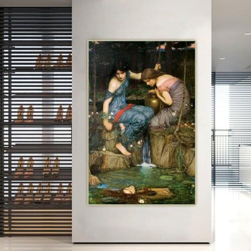 Citon William Waterhouse《Nymphs Finding the Head of Orpheus》Canvas Art Oil Painting Artwork Picture Wall Decor Home Decoration