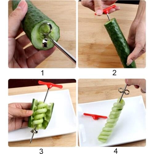Vegetables Spiral Knife Carving Tool Potato Carrot Cucumber Salad Chopper Manual Spiral Screw Slicer Cutter Spiralizer