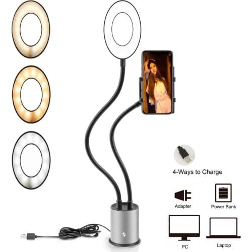 LED Camera Phone Fill Light Ring Lamp for Selfie Live Video Photography With Large Light 160Cm Bendable Stand For Youtuber