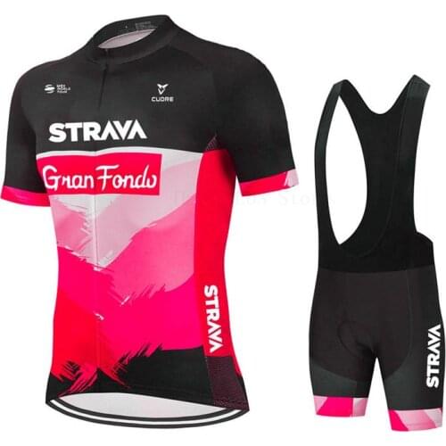 Strava Team Summer Cycling Jersey Set Breathable MTB Cycling Clothing Mountain Bike Wear Clothes Maillot Ropa Ciclismo Hombre