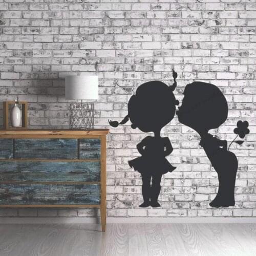 Kissing Vinyl Wall Decals Couple Romantic Love Children Flower Decoration for Bedroom Removbale Art Mural for Living Room HL316