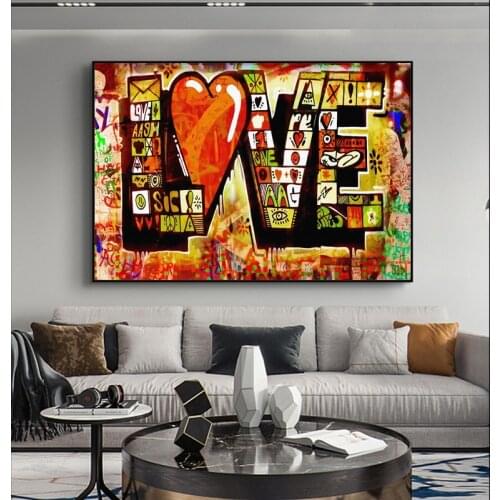 High Quality Canvas Painting HD Print Street Art Graffiti Red LOVE MODERN Poster Wall Art Picture for Living Room Cuadros Decor