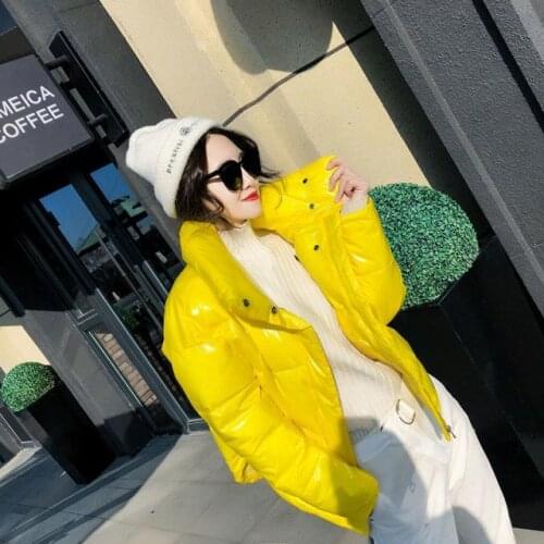 2021 Women Winter New Short Down Cotton Jackets Female Solid Color Bread Parkas Ladies Stand Collar Warm Student Coats T625