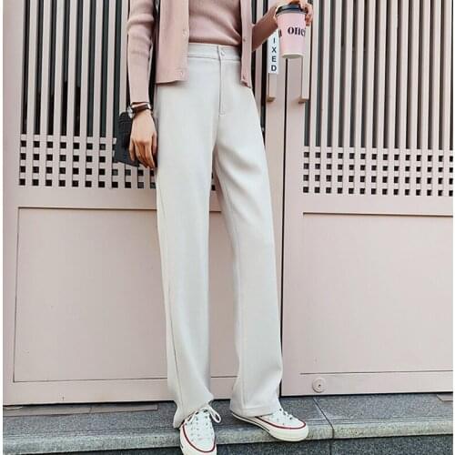 Bella philosophy 2020 spring women solid high waist pant office lady Wide leg pants female loose pants