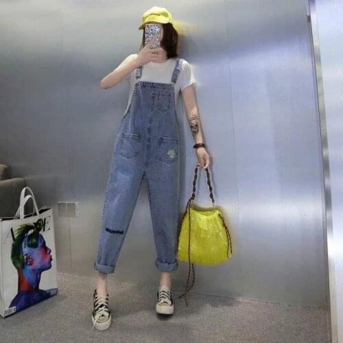 Women clothing denim washed fabric rompers summer/spling HOLE overalls women jumpsuit suspenders jeans SLIM women overalls jeans