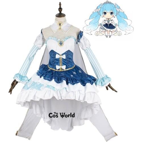 Vocaloid 2019 Snow Princess Miku Dress Uniform Outfit Anime Cosplay Costumes