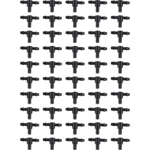 50Pcs 4/7 Barbed Tee Connector Joiner Drip Irrigation Fittings Hydroponics