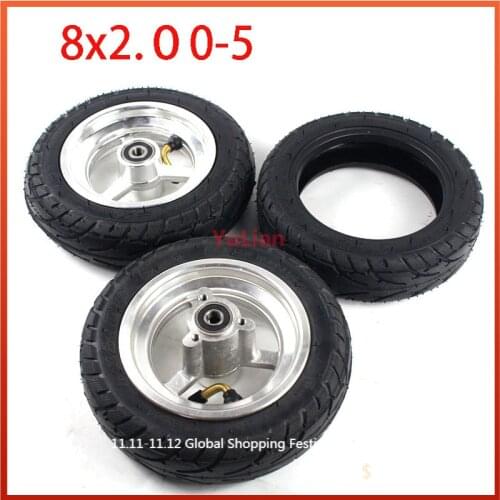 8x2.00-5 Wheel Tubeless Vacuum Tire with Aluminum Alloy Rims for Electric Scooter Kugoo S3 S2 S1 C3 Pocket Bike Wheelchair