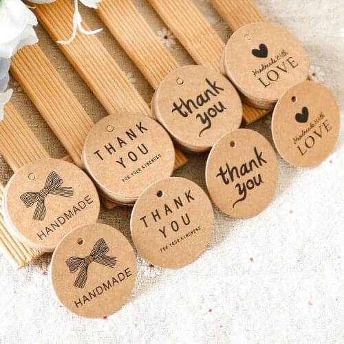 500pcs Kraft Paper Tags Thank You Love Lables For Craft Wedding Favors Gift Decoration Handmade Sewing Garment Price Hanging Tag