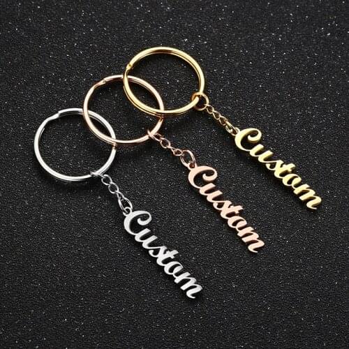 Personalized Name Pendant Stainless Steel Nameplate Keychain Women Men Customized Keychain Jewelry Birthday Gift