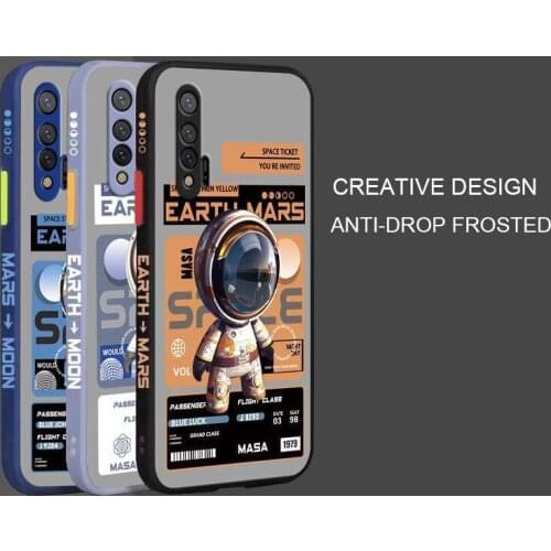 Cartoon Astronaut Pattern Phone Case For Huawei Nova 6 5G Liquid Side Printing Silicone Shockproof Cover For Huawei Nova6 5G