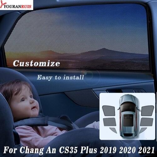 Black Car Sunshade Mesh Sun shade Side Windows Car curtain Visor Anti-UV For For Chang An CS35 Plus 2019 2020 2021 Insulation