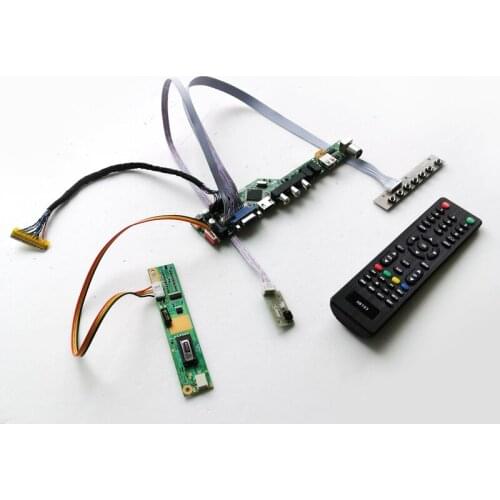 For N141I3-L01/L02/L03 LVDS 1CCFL 30Pin VGA USB AV RF LCD panel monitor keyboard+Remote+Inverter T.V56 drive card board Kit