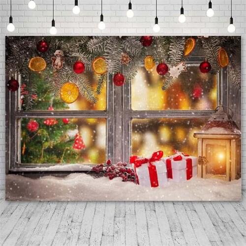 Avezano Backdrop Merry Christmas Winter Bell Lantern Window Photography Background Photo Studio Photozone Photocall Decor Props