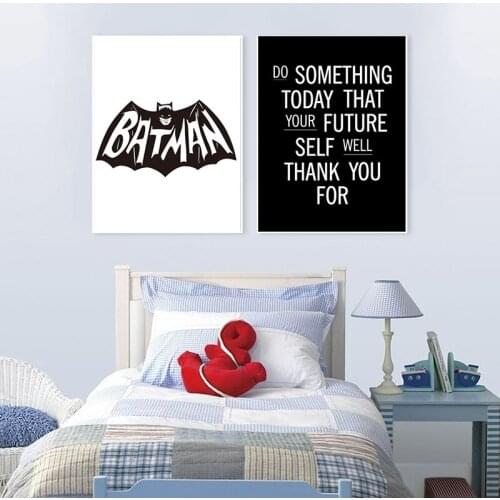 HAOCHU Boy Dormitory Super Star Movie Letter Canvas Painting Printed Picture Black White Poster House Indoor Bedroom Wall Decor